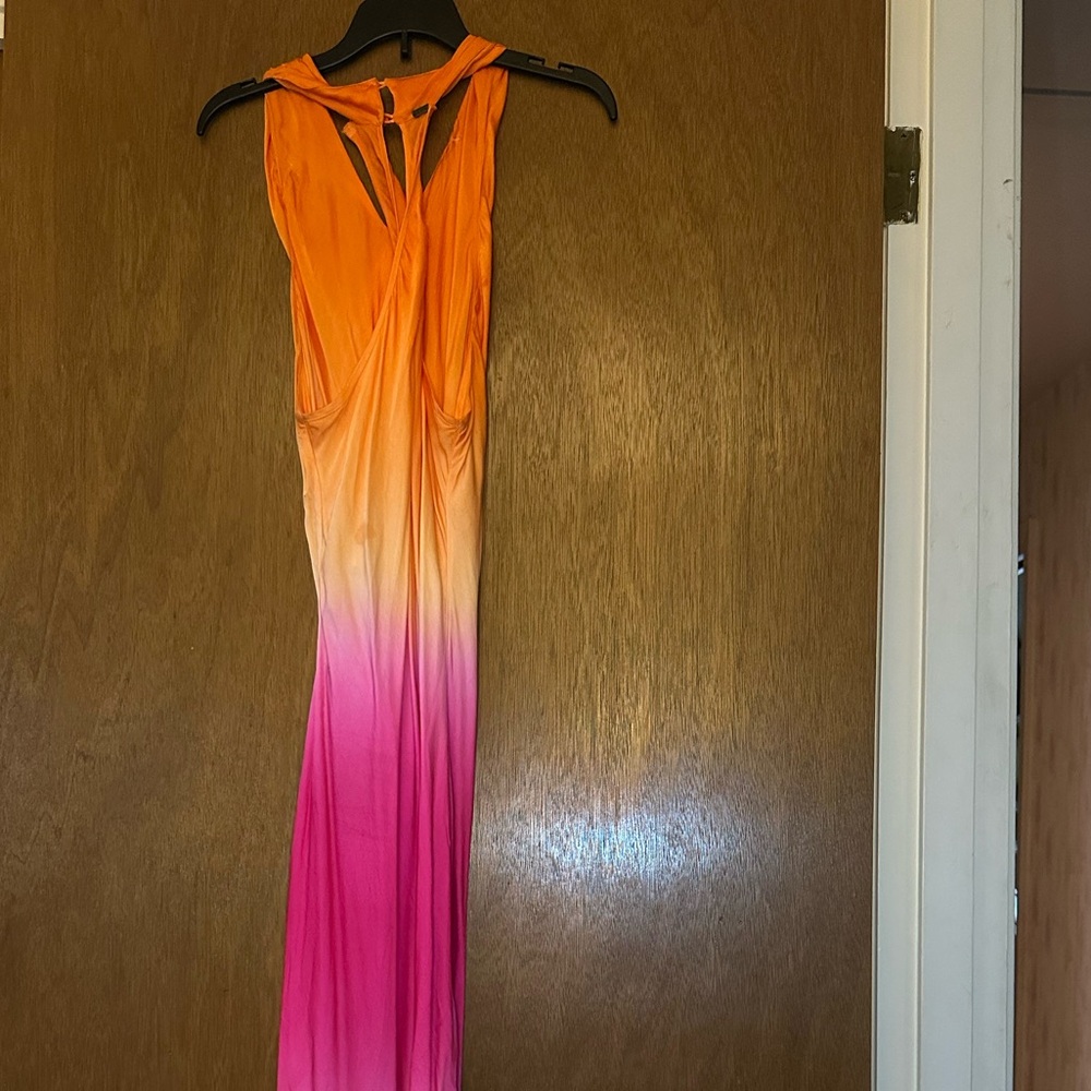 Orange and Pink Halter Maxi Gown for Cocktail Events